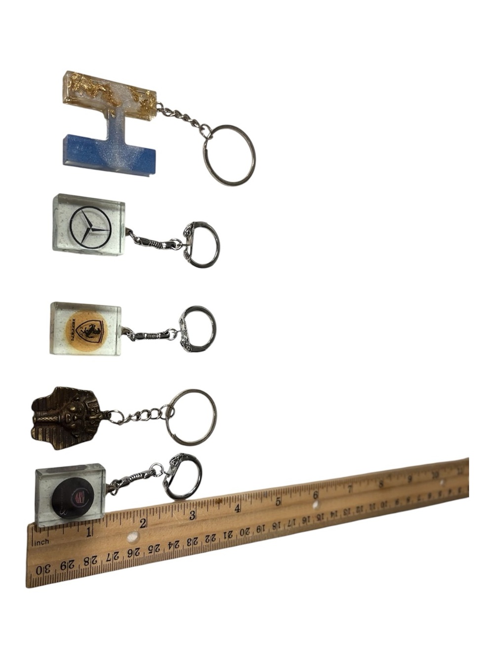 Handmade Resin Keychain Lot of 5 – H Initial, Car Logos, Egyptian Pharaoh